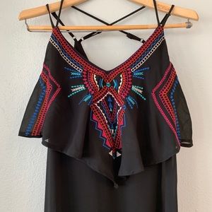 Front Ruffle Embroidered Dress